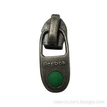 Metal Zipper Slider with Puller, Epoxy Rubber Insert, Made of Alloy, Nickel-free